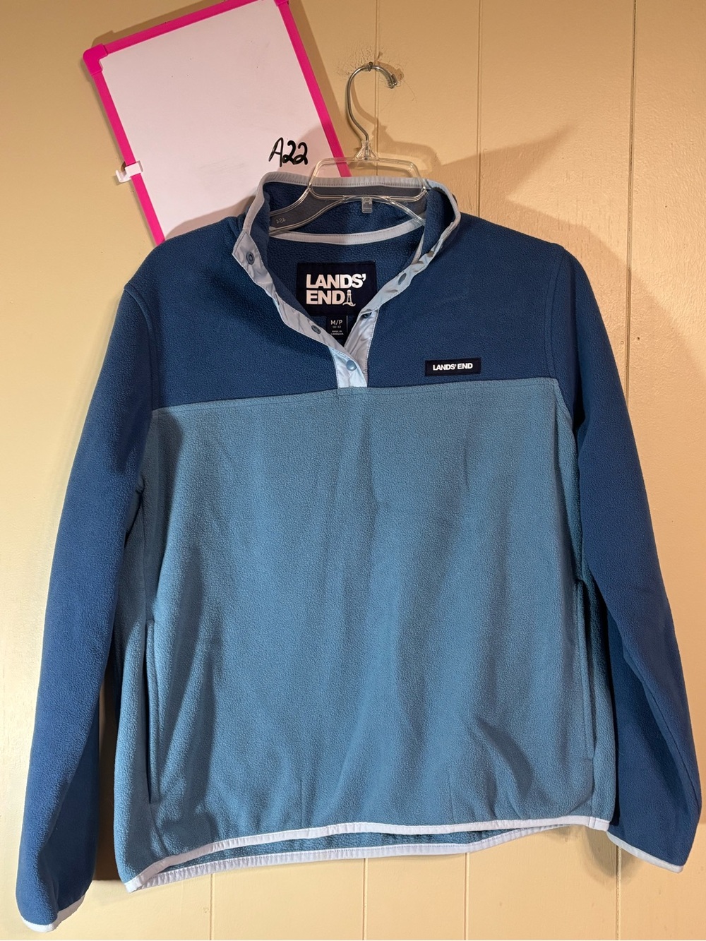 Lands' End Men's Two-Tone Blue Zip Fleece Pullover